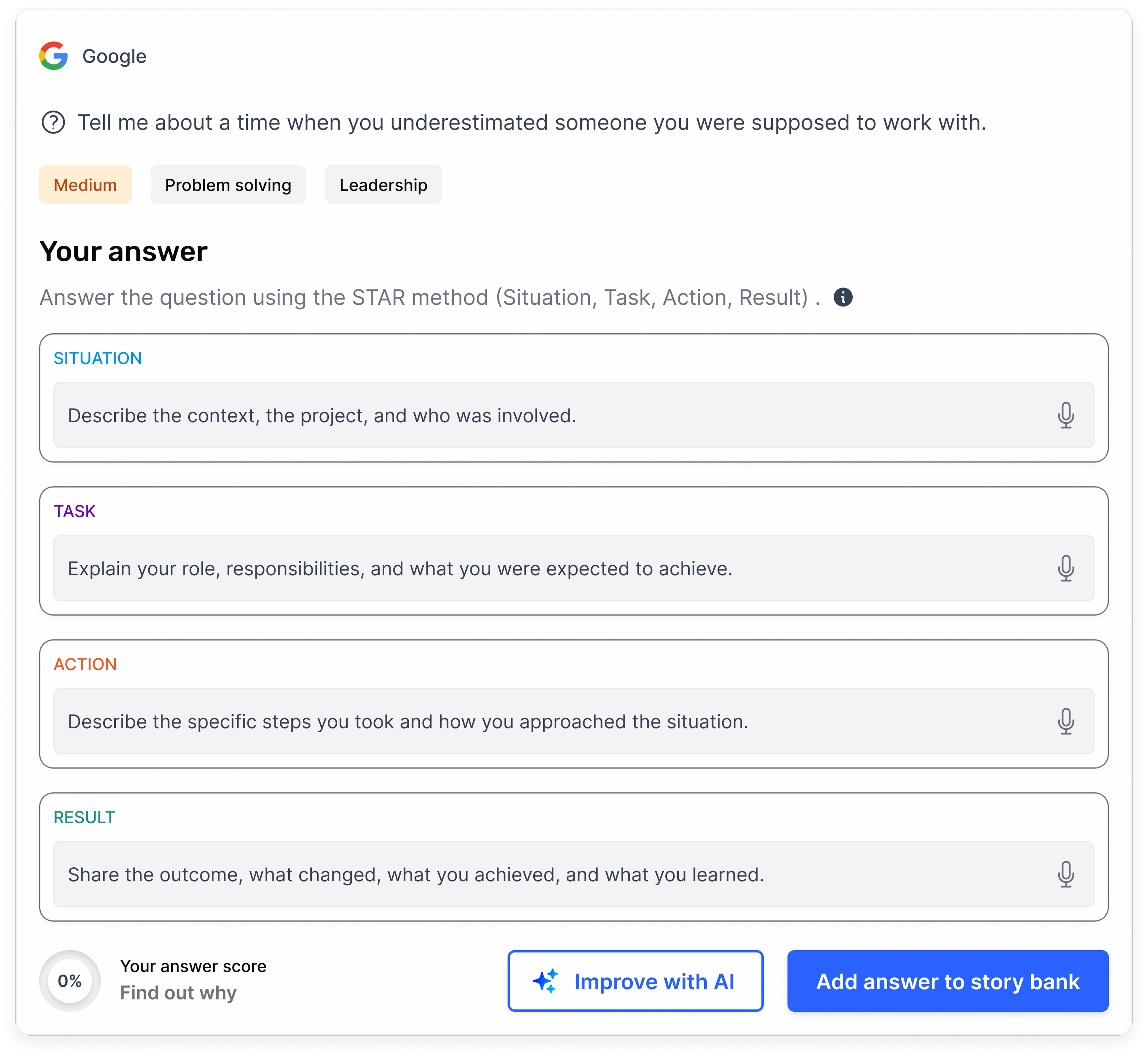 Story bank workspace